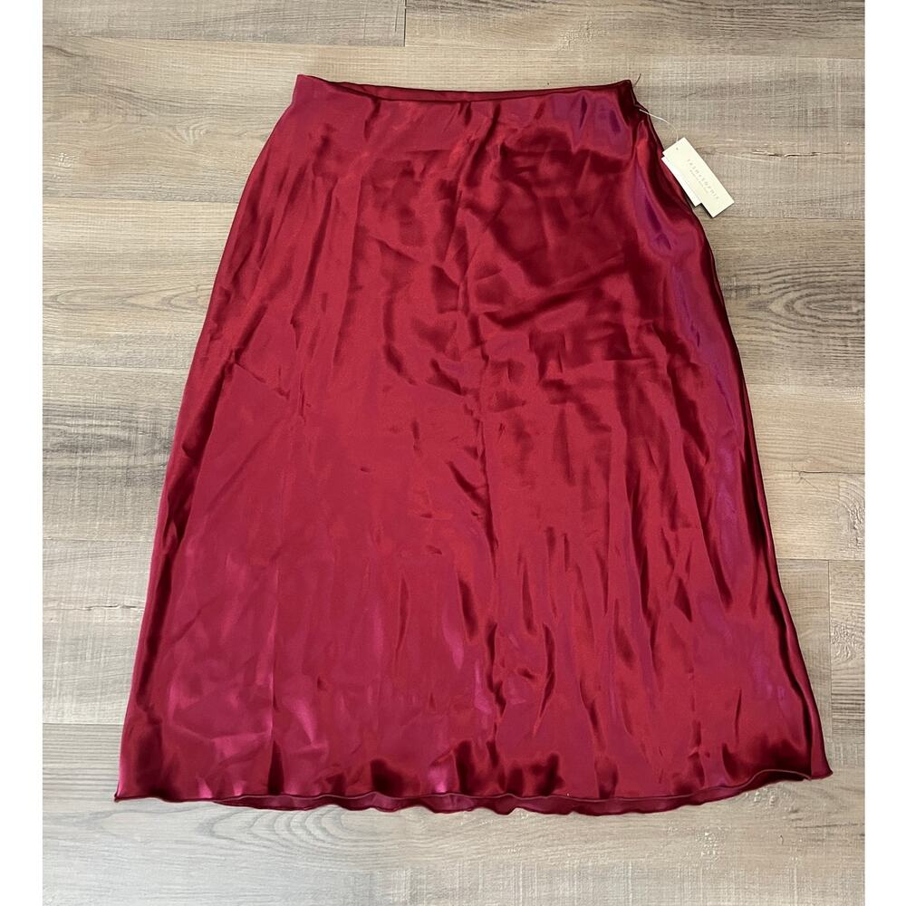 NWT Tash + Sophie Burgundy Silky Midi Skirt
